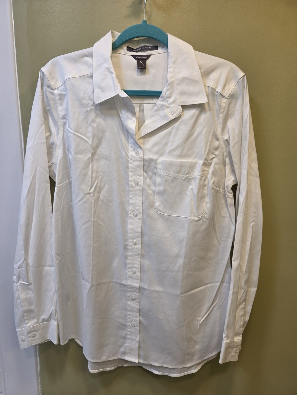 Eddie Bauer white wrinkle free classic fit button down size TL